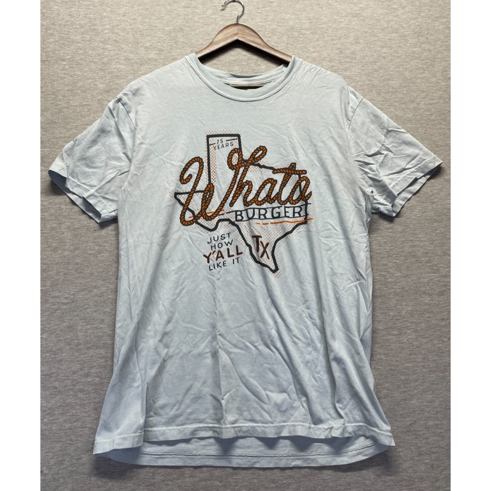 Comfort Colors Whataburger Ring Spun T-Shirt Mens Large Light Blue Graphic Print